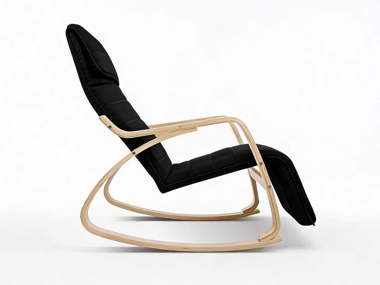 Bentwood Rocking Armchair with Footrest - Black