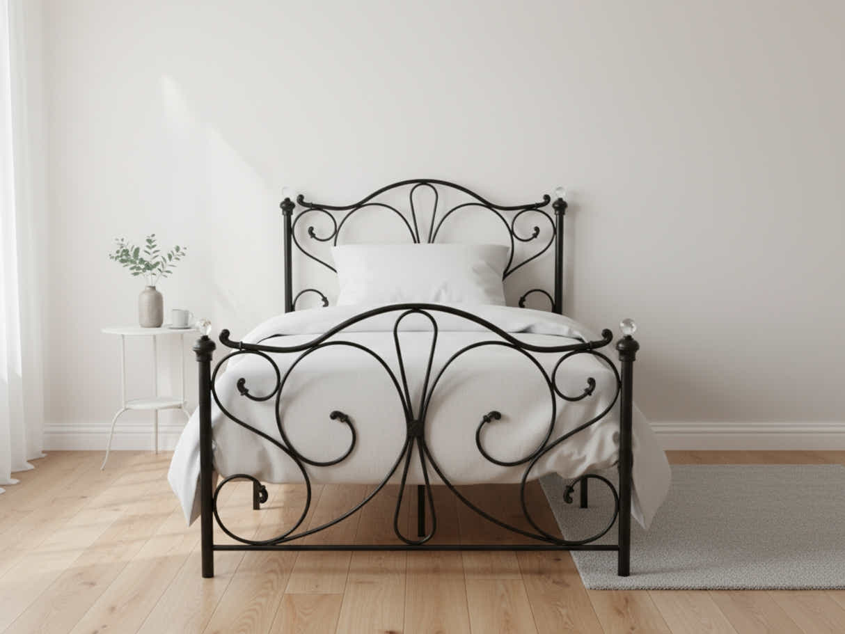 Elizabeth Bed Frame Black & Euro Top Mattress J32 - Double