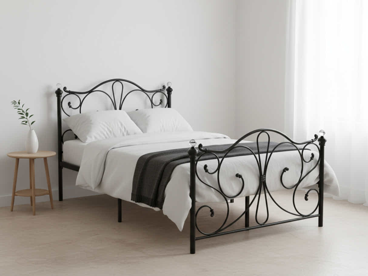 Elizabeth Bed Frame Black & Euro Top Mattress J32 - Double