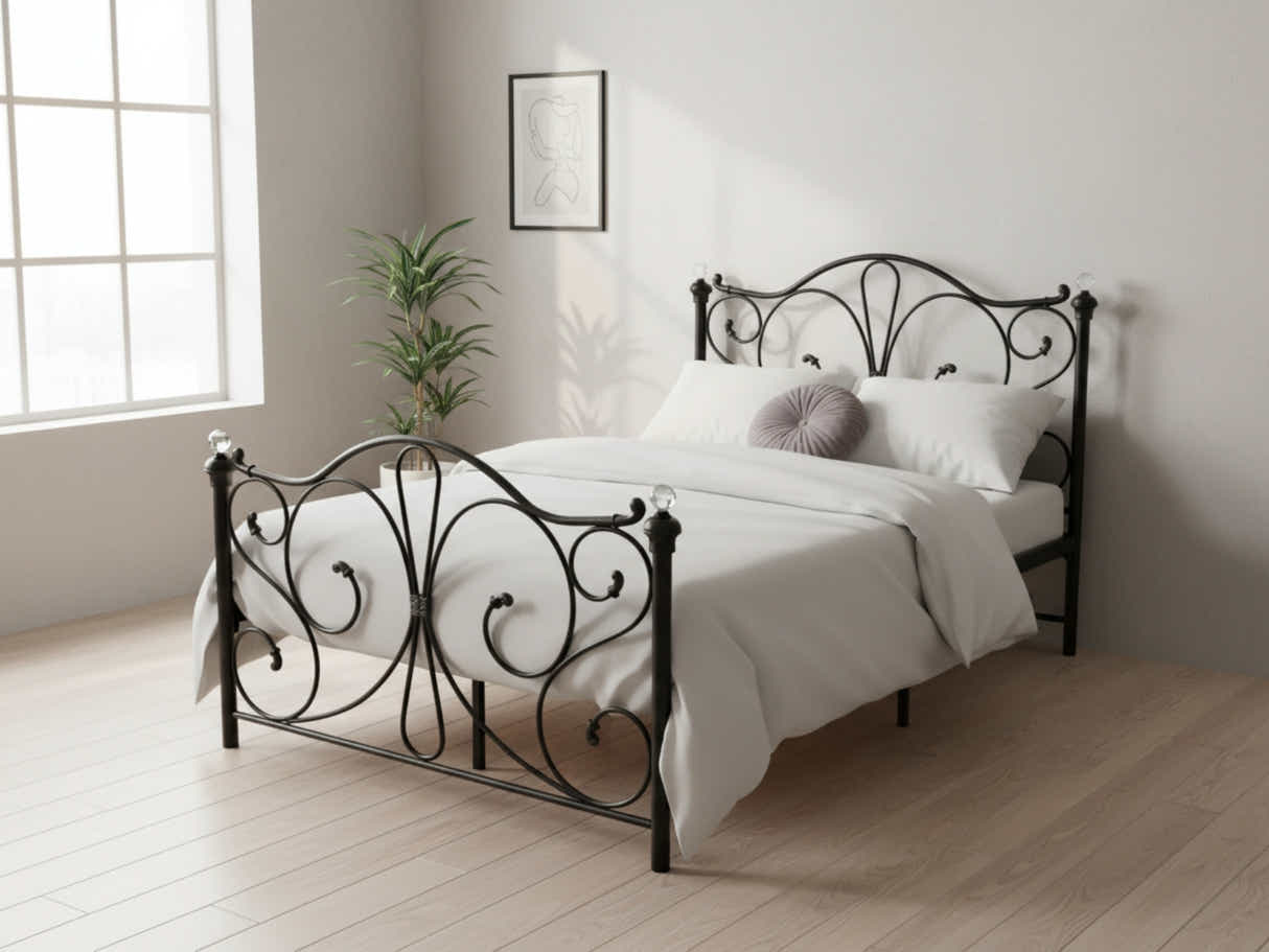 Elizabeth Bed Frame Black & Euro Top Mattress J32 - Double
