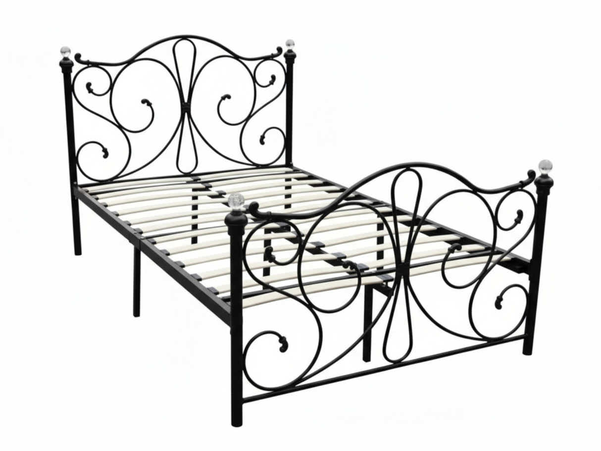 Elizabeth Bed Frame Black & Euro Top Mattress J32 - Double