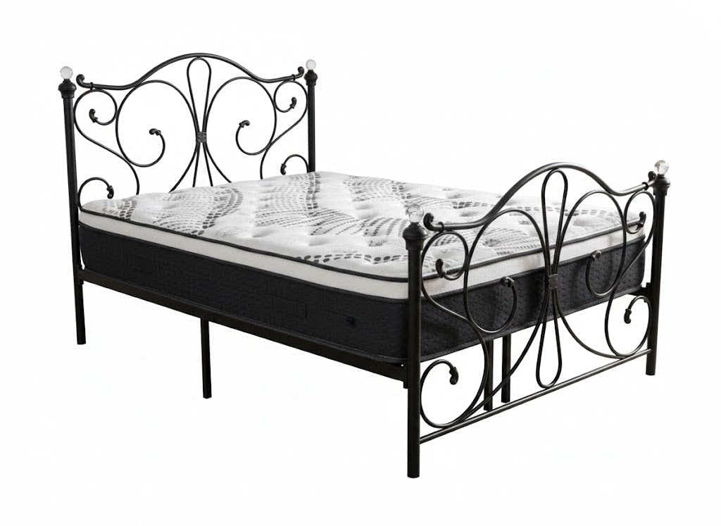 Elizabeth Bed Frame Black & Euro Top Mattress J32 - Double
