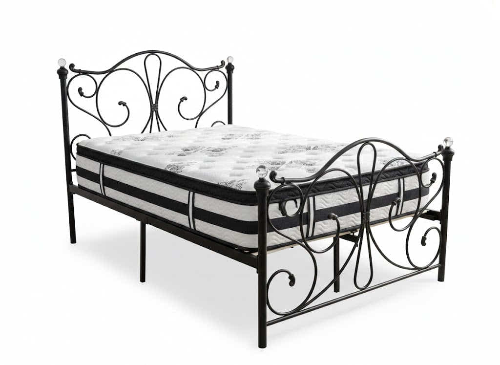 Elizabeth Bed Frame Black & Euro Top Mattress K34 - Double