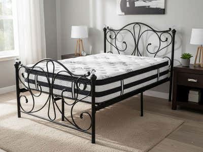 Elizabeth Bed Frame Black & Euro Top Mattress K34 – Double (Combo)