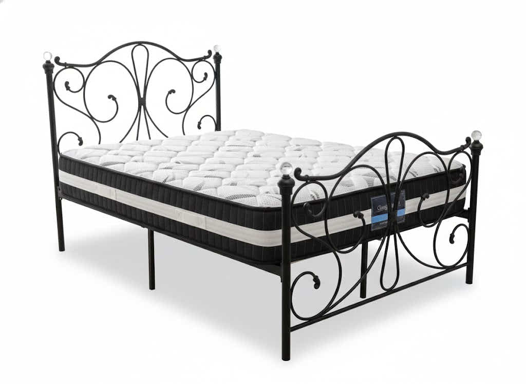 Elizabeth Bed Frame Black & Euro Top Mattress L30 - Double