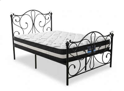 Elizabeth Bed Frame Black & Euro Top Mattress L30 - Double