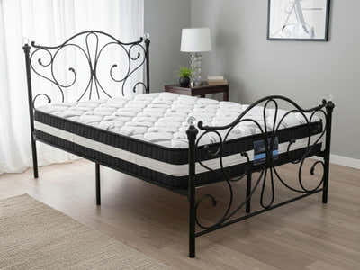 Elizabeth Bed Frame Black & Euro Top Mattress L30 – Double (Combo)