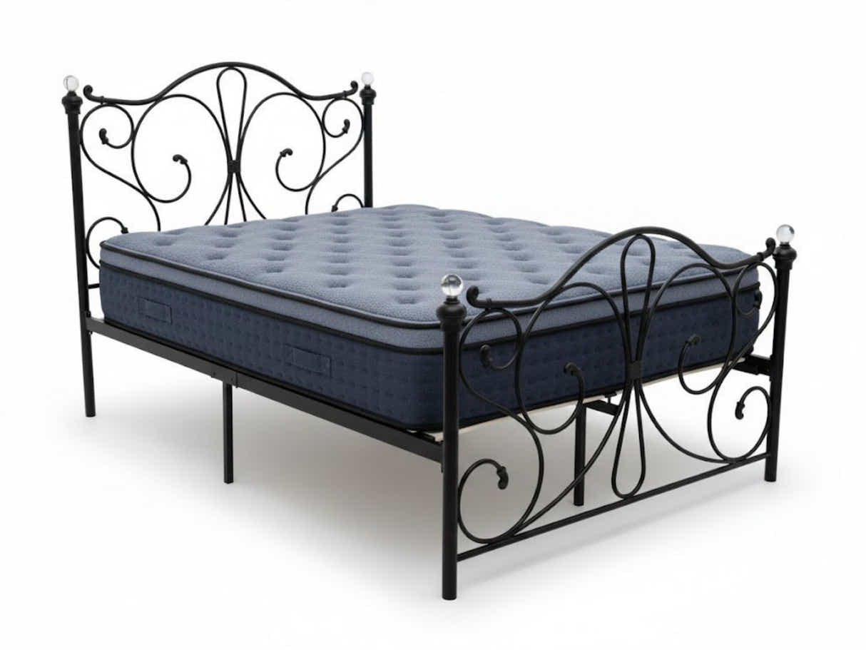 Elizabeth Bed Frame Black & Euro Top Mattress B34 - Double