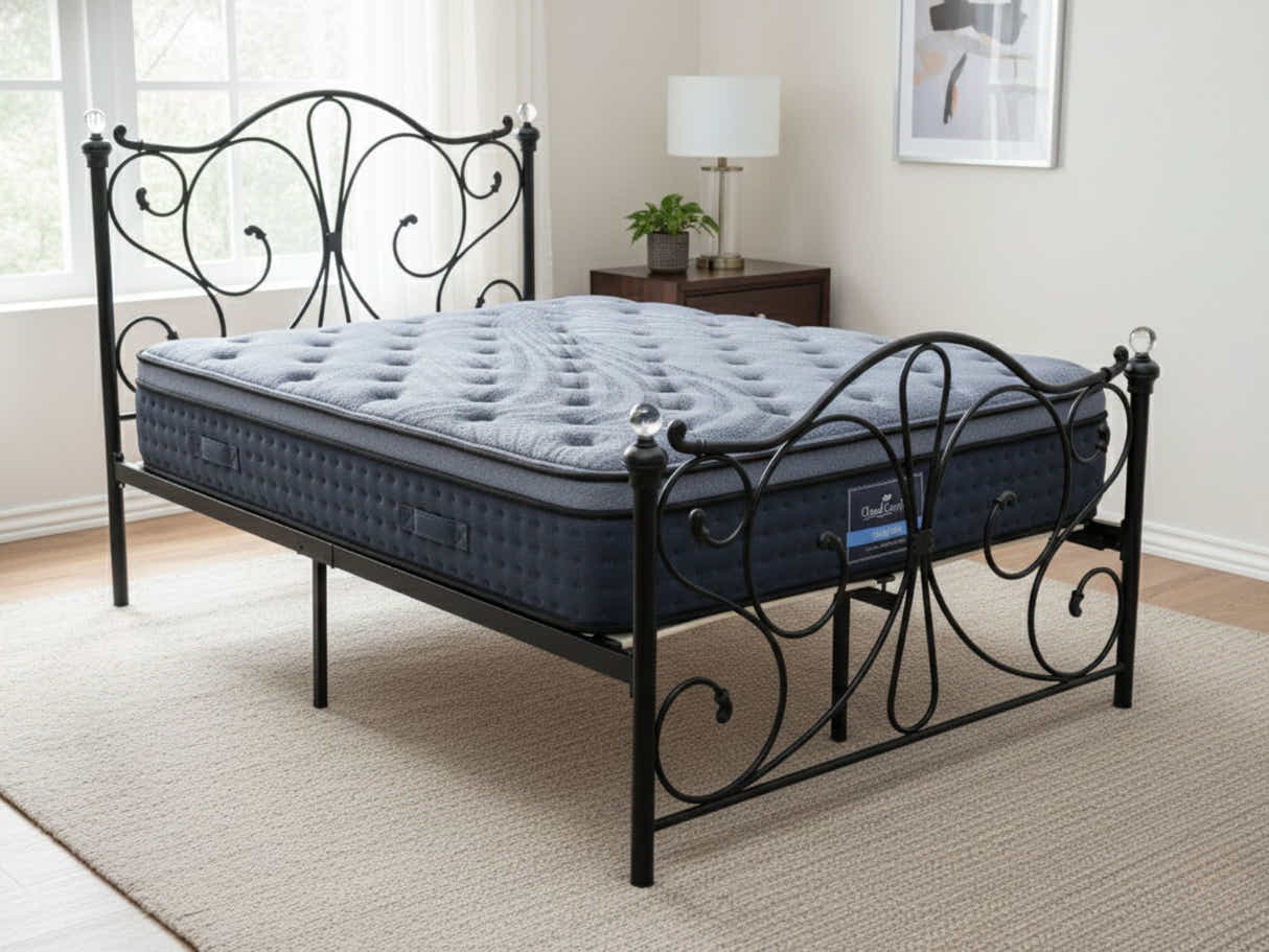 Elizabeth Bed Frame Black & Euro Top Mattress B34 - Double