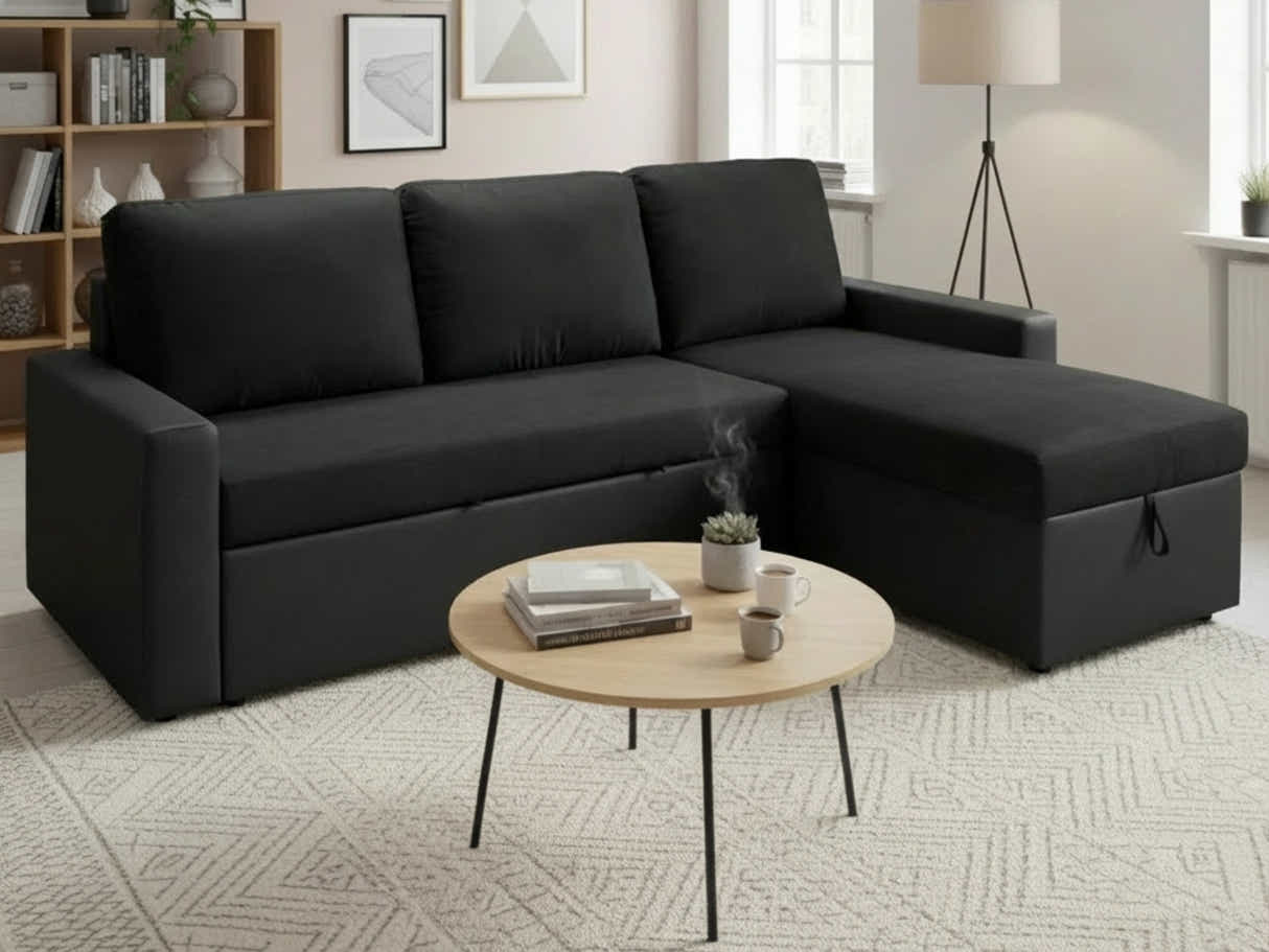 Salem Pull Out Sofa Bed with Storage - Black
