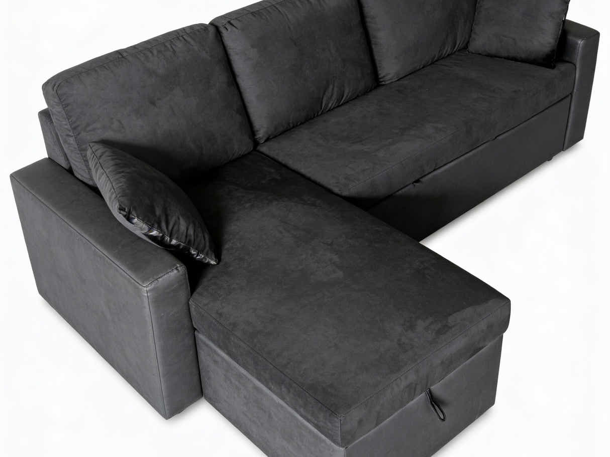 Salem Pull Out Sofa Bed with Storage - Black