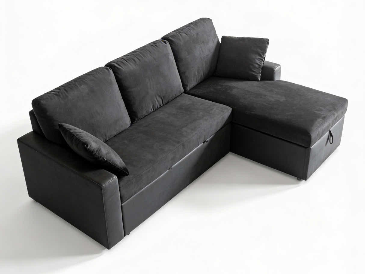 Salem Pull Out Sofa Bed with Storage - Black