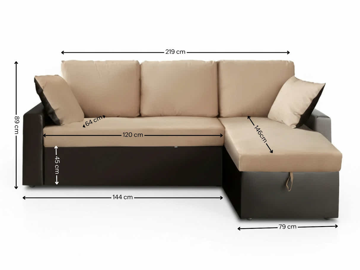 Salem Pull Out Sofa Bed with Storage - Brown