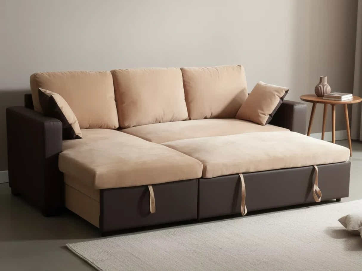 Salem Pull Out Sofa Bed with Storage - Brown