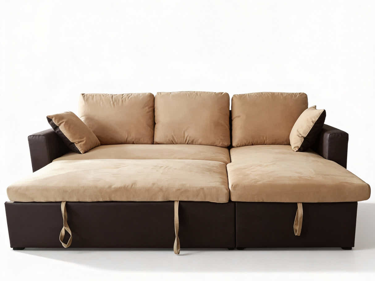 Salem Pull Out Sofa Bed with Storage - Brown