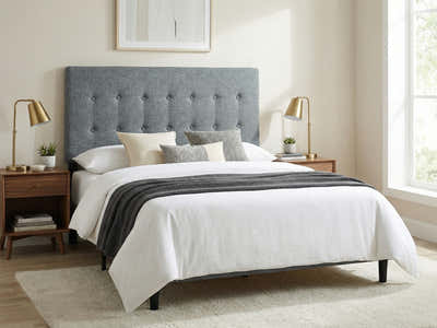 Freddy Linen Headboard Bluish Grey - Double