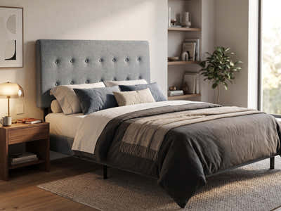 Freddy Linen Headboard Bluish Grey - Queen