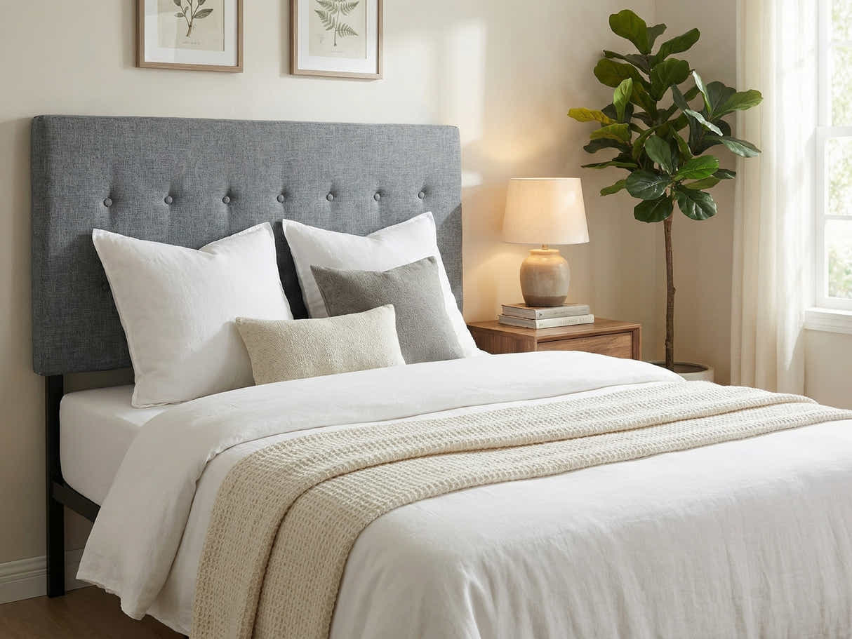 Freddy Linen Headboard Bluish Grey - King
