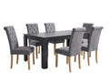 Manhattan Dining Table - 180 cm & Grey Fabric Dining Chair with Wood Legs x6