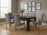 Manhattan Dining Table - 180 cm & Grey Fabric Dining Chair with Wood Legs x6
