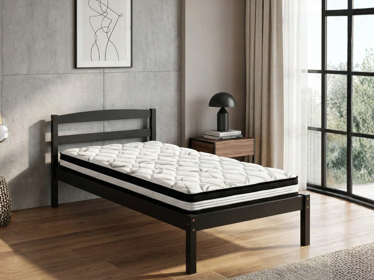 Wayford Bed Frame Black & L30 Mattress - Single