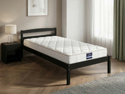 Wayford Bed Frame Black & PIL20 Mattress with Pillow - Single