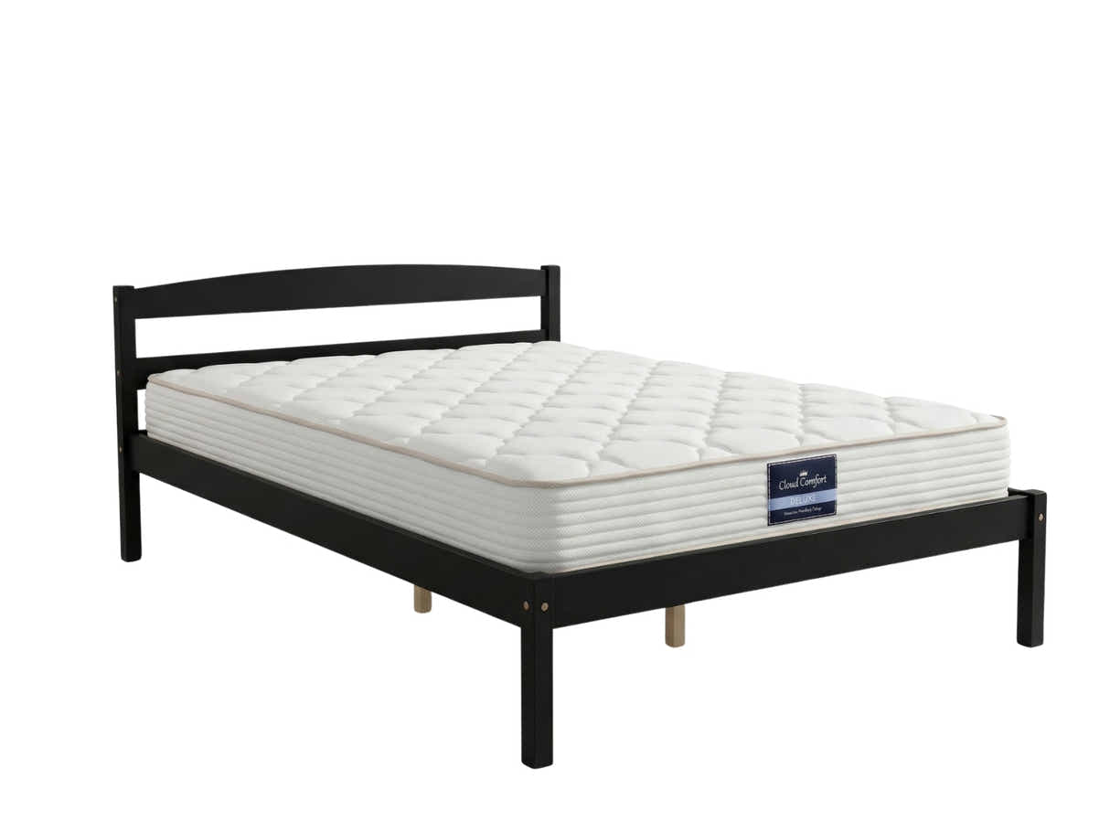 Wayford Bed Frame Black & PIL20 Mattress with Pillow - King Single