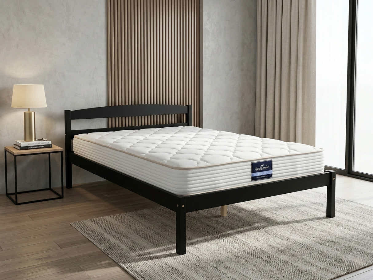 Wayford Bed Frame Black & PIL20 Mattress with Pillow - King Single