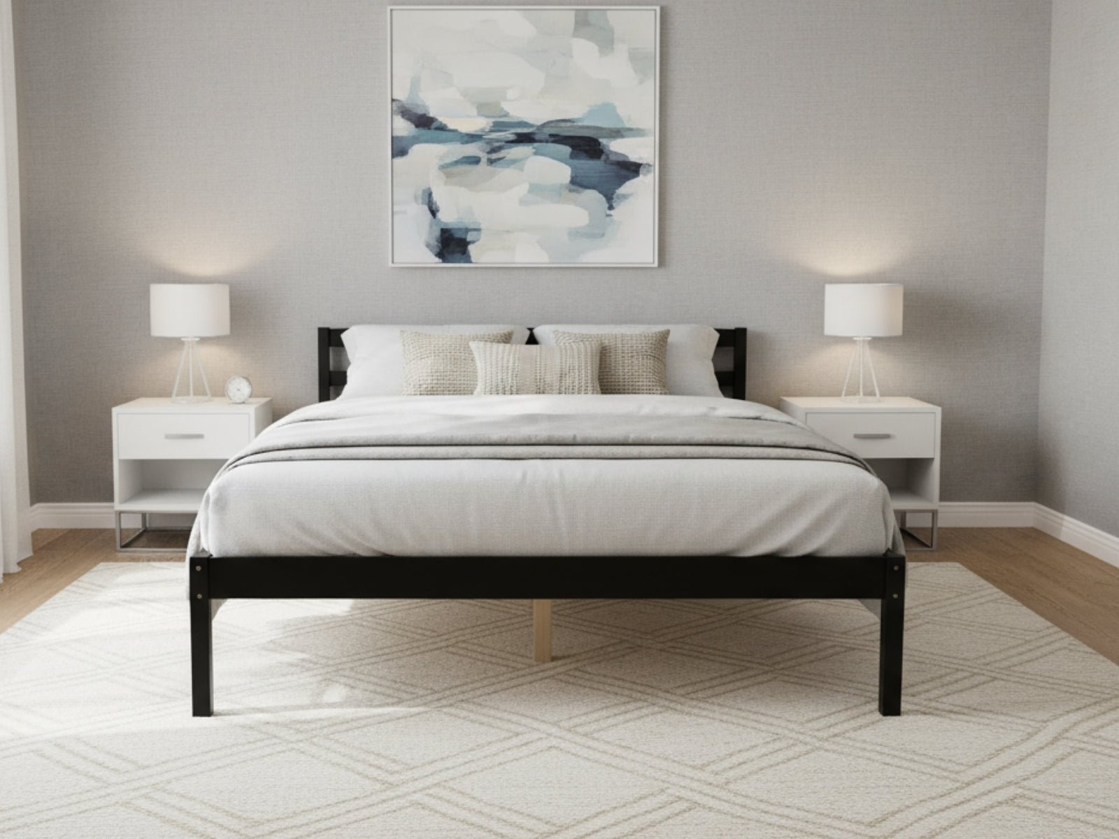 Wayford Double Bed Frame Black | Wooden Bed Frame | TSB Living NZ
