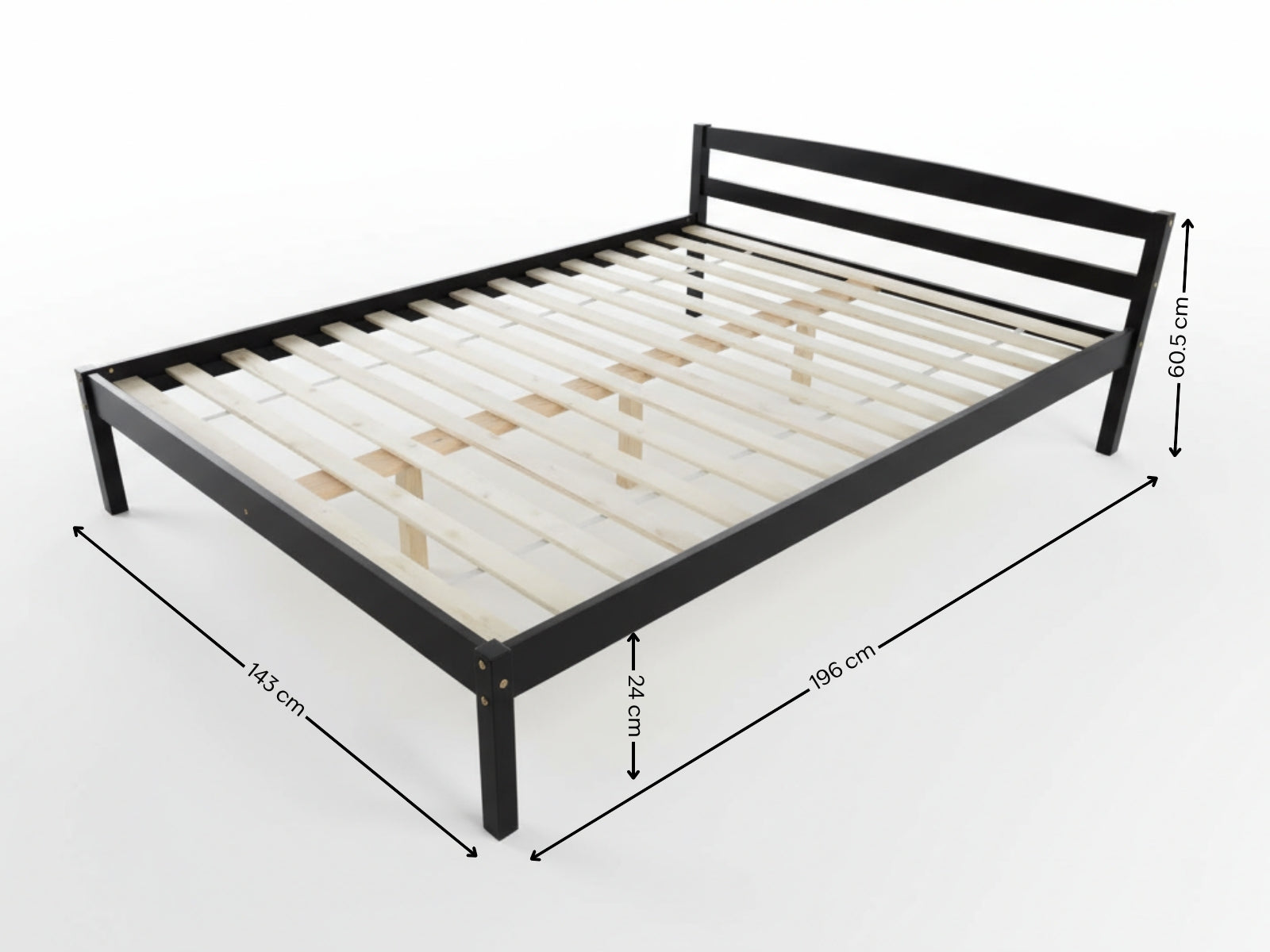 Wayford Double Bed Frame Black | Wooden Bed Frame | TSB Living NZ