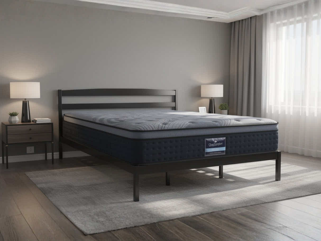 Wayford Bed Frame Black - & Euro Top Mattress B34 - Queen
