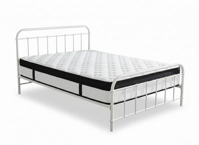 Darcy Metal Bed Frame White & Euro Top Mattress G31 - Queen