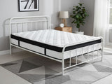 Darcy Metal Bed Frame White & Euro Top Mattress G31 - Queen