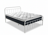 Darcy Metal Bed Frame White & Euro Top Mattress J32 - Queen