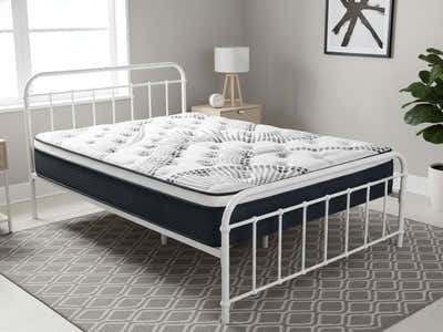 Darcy Metal Bed Frame White & Euro Top Mattress J32 – Queen (Combo)