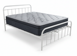 Darcy Metal Bed Frame White & Euro Top Mattress B34 - Queen