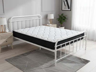 Darcy Metal Bed Frame White & Xclusive Pocket Spring Mattress X20 Queen (Combo)
