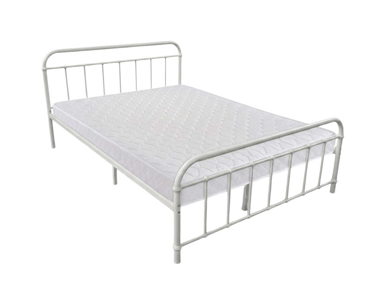 Darcy Metal Bed Frame White & Bon15 Mattress - Queen