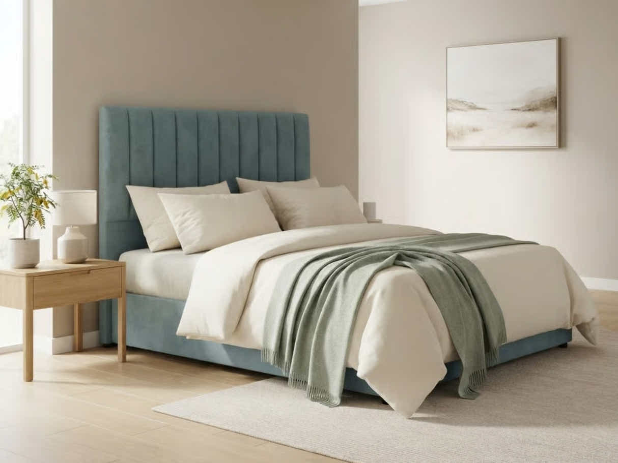 Tada Fabric Headboard Prussian Blue - Double