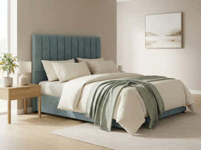 Tada Fabric Headboard Prussian Blue - Double