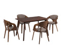 Fiesta Dining Table Walnut 120 cm & Dining Chair Bentwood Fabric Brown Color Set of 4