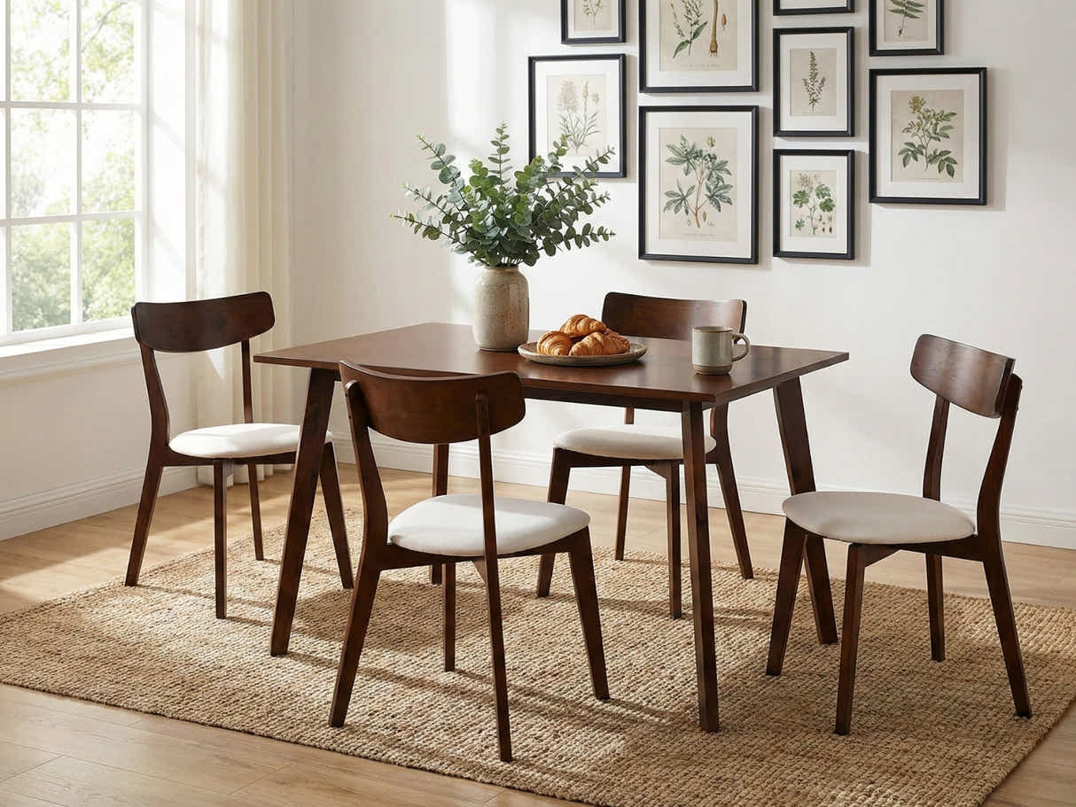 Fiesta Dining Table Walnut - 120 cm & Iora Dining Chair Walnut - Set of 4