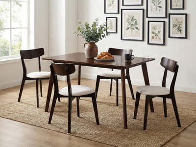 Fiesta Dining Table Walnut - 120 cm & Iora Dining Chair Wenge - Set of 4
