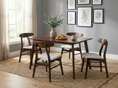 Fiesta Dining Table Walnut - 120 cm & Fiesta Dining Chair Walnut - Set of 4