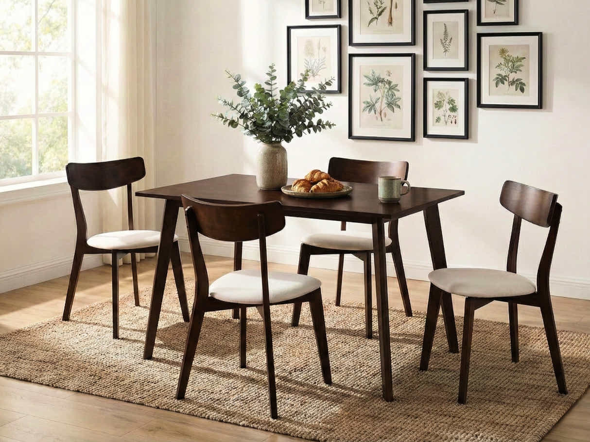 Fiesta Dining Table Wenge - 120 cm & Iora Dining Chair Walnut - Set of 4