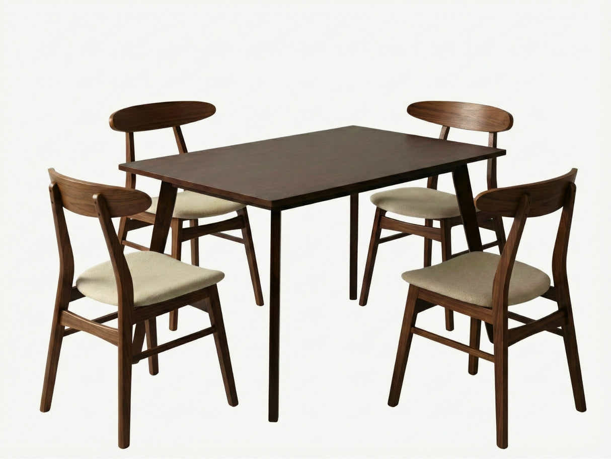 Fiesta Dining Table Wenge - 120 cm + Fiesta Dining Chair Walnut - Set of 4
