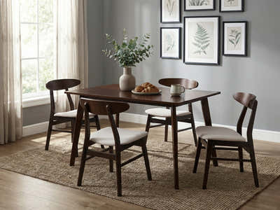 Fiesta Dining Table Wenge - 120 cm + Fiesta Dining Chair Walnut - Set of 4