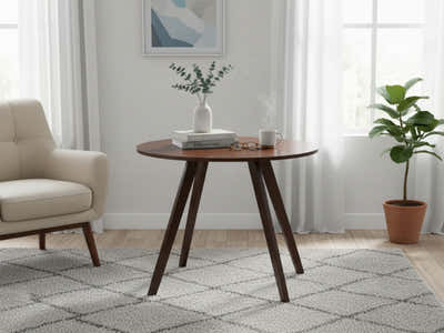 Hexa Round Dining Table Walnut - 100 cm
