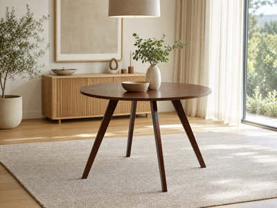 Hexa Round Dining Table Walnut - 100 cm