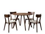 Hexa Round Dining Table Walnut - 100 cm & Iora Dining Chair Walnut - Set of 4